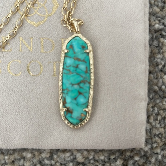 Kendra Scott Gold Layla Necklace Bronze Veined Teal - Picture 3 of 3